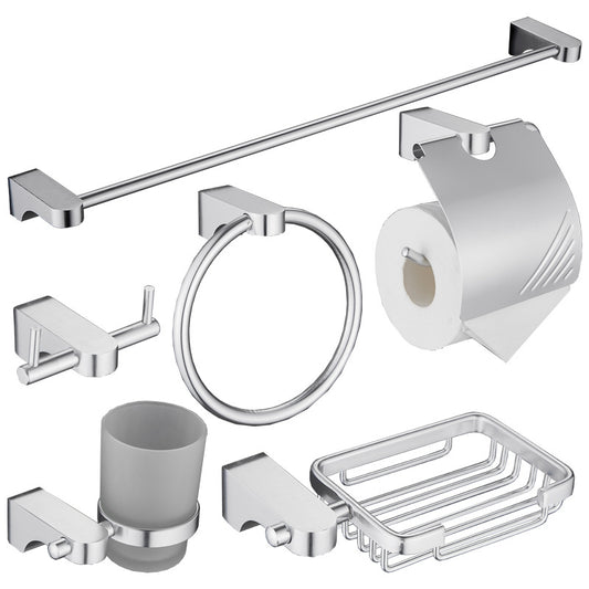 Aluminum Bathroom Accessory Set with Towel Rack and Hooks