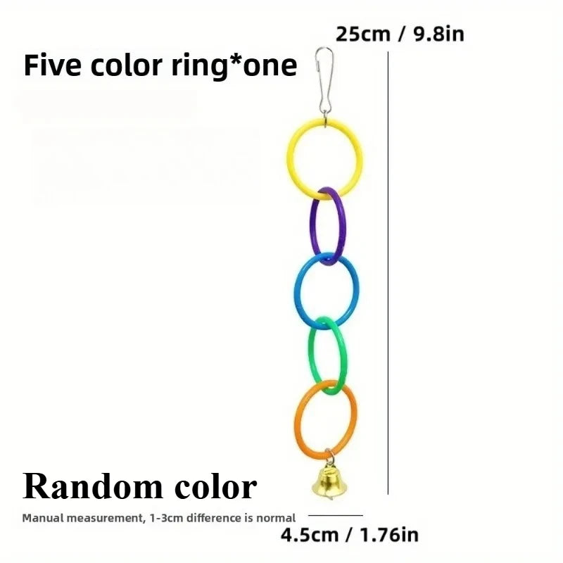 Parrot Toys Colorful Parrot Climbing and Chewing Toy with Bell Bird Swing Toys for Nibbling and Playing