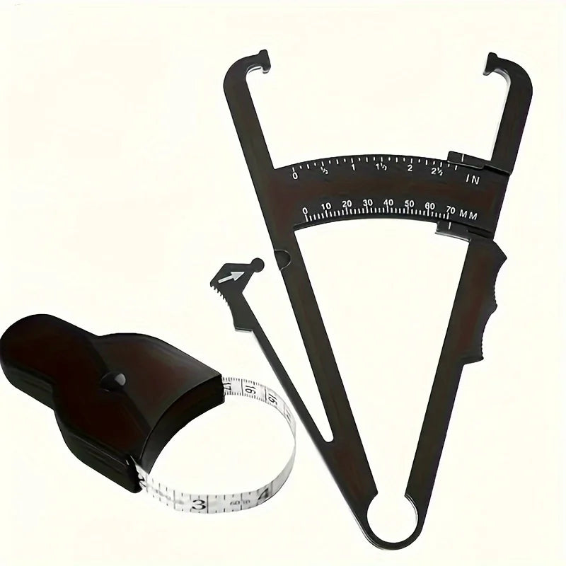 1 Set Body Fat Measuring Device and Waist Tape Combination-Handheld Fat Meter and Tape Measure,Portable Fitness Measurement Too