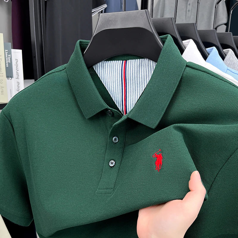 100% pure cotton high-end brand men's short sleeve polo shirt summer fashion original pony embroidery golf Paul casual T-shirt