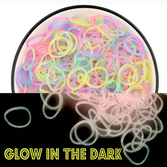 600Pcs New ColorTransparent Fluorescence Glow Bracelets Making Supplies DIY Rubber Loom Bands Wrist Necklaces Child Party Toys