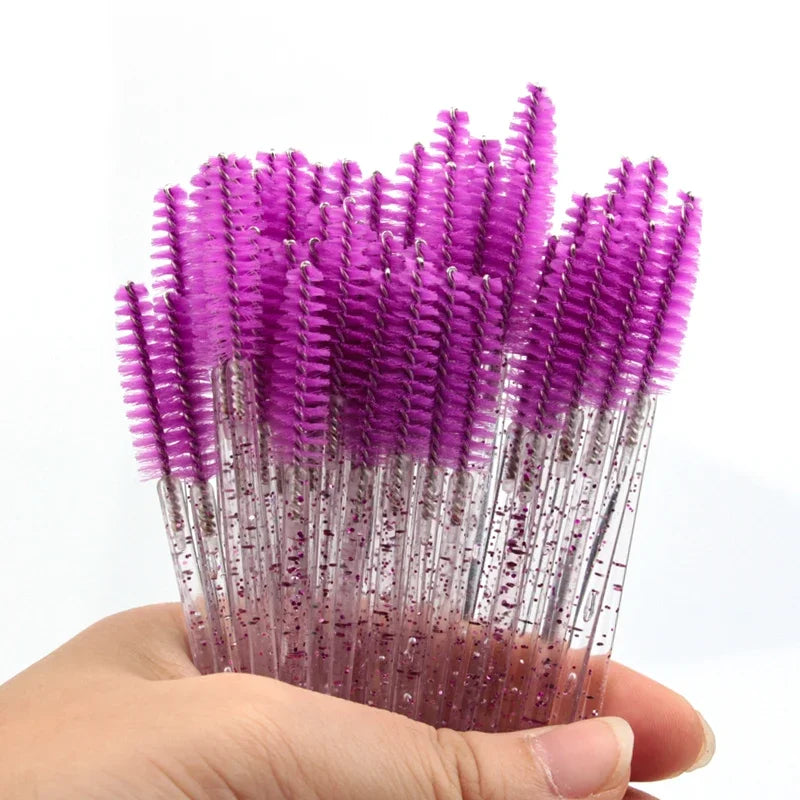 HOT 5/25/50pcs Mascara Wands Applicator Cosmetics Eyelash Brush Comb Crystal Eyelash Brushes Makeup Beauty Wholesale Eye Brush