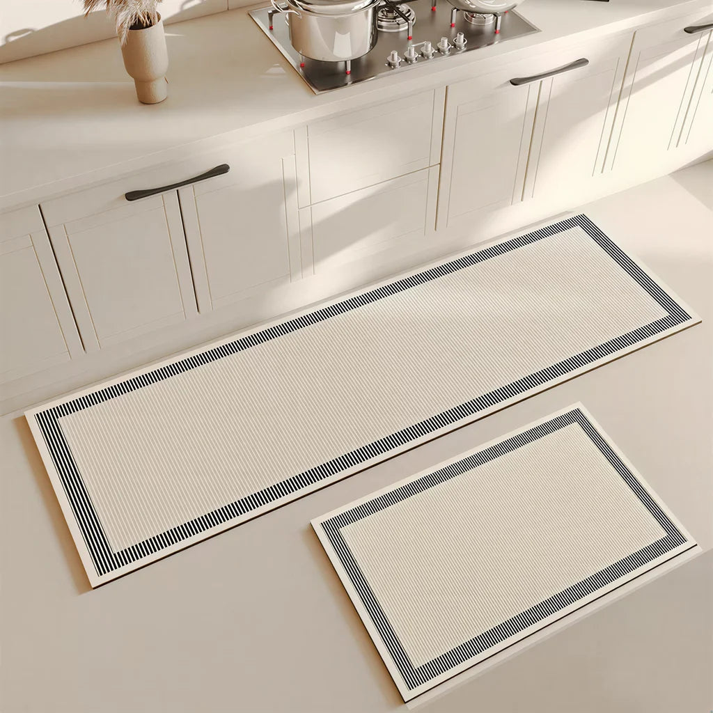 VIKAMA Super Absorbent Kitchen Mat Non-Slip Doormat Easy Kitchen Entry Bathtub Side Bath Mat Home Decor Striped Minimalist Rug