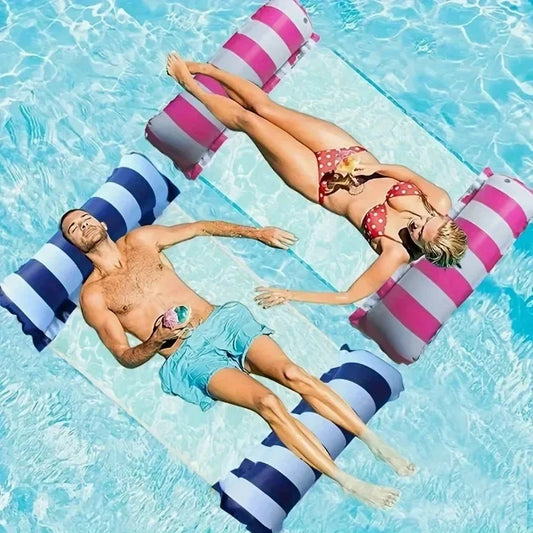 4-IN-1 PVC Water Hammock Recliner Inflatable Floating Swimming Pool Party Mattress Beach Leisure Floating Beds With Net Backrest