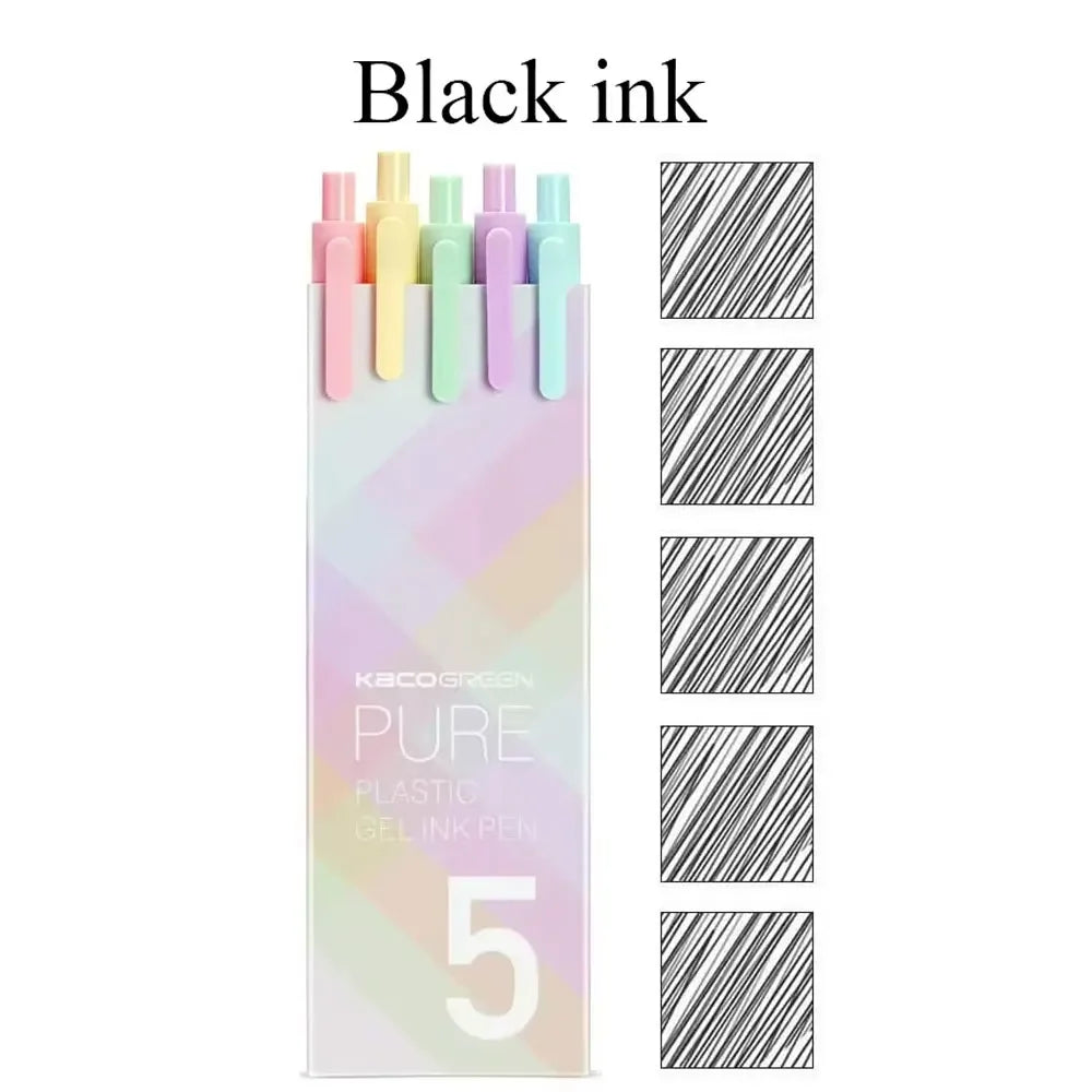 5Pcs New 2025 Kaco Sunrise Impression Cute Colors Gel Pens 0.5mm Retractable Kawaii Pen Stationery for Kids School Supplies