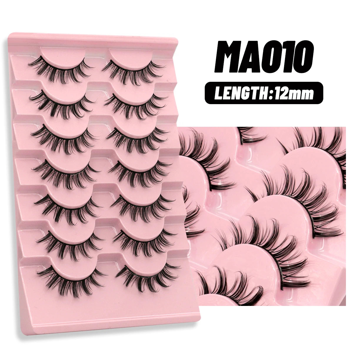 GROINNEYA 5/7 pairs Eyelashes Manga Lashes Natural False Lashes Fluffy Soft Cross Fairy Little Devil Lashes Extension Makeup