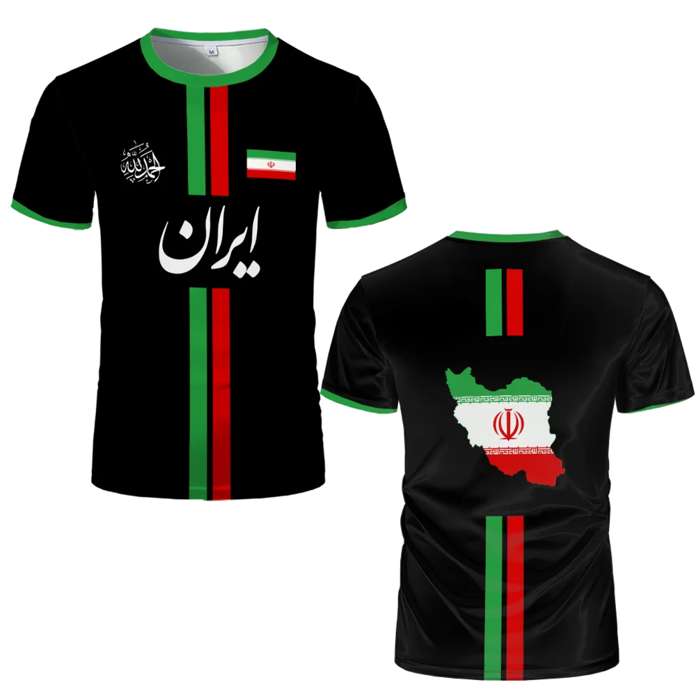 Summer New Iran Football Jersey Men's Surfing T-shirt Short Sleeve Tees Soccer Uniforms Casual Iranian Flag Graphic Sports Tops