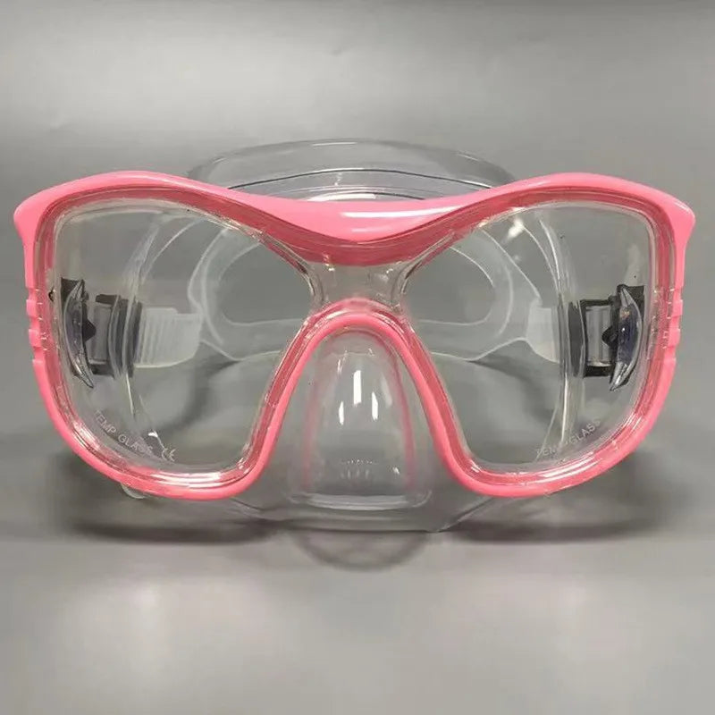 Large-Frame Diving Goggles Set: Silicone, Wide View, Tempered Glass