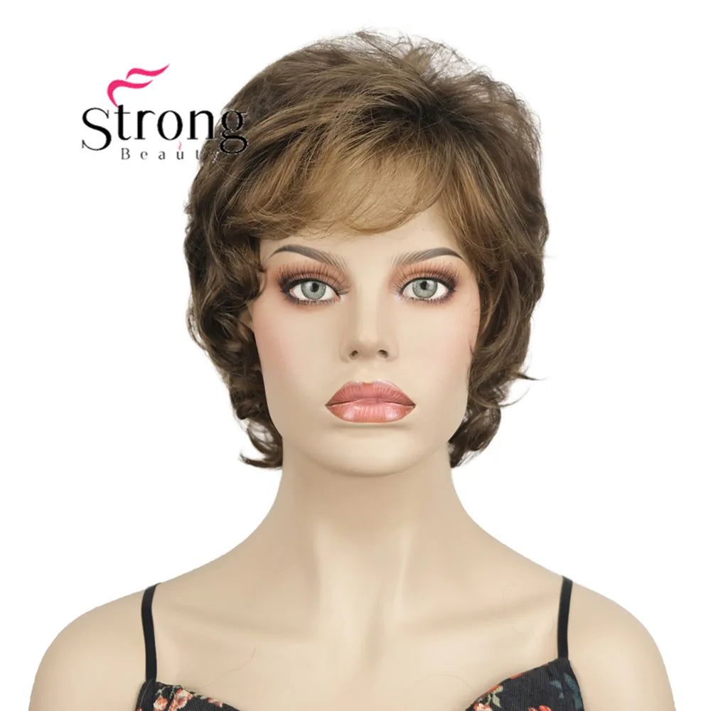 Ombre Blonde Short Curly Wavy Wig with Hair Bangs 100% Imported Premium Synthetic Fashion Blonde Hair Wigs for Women