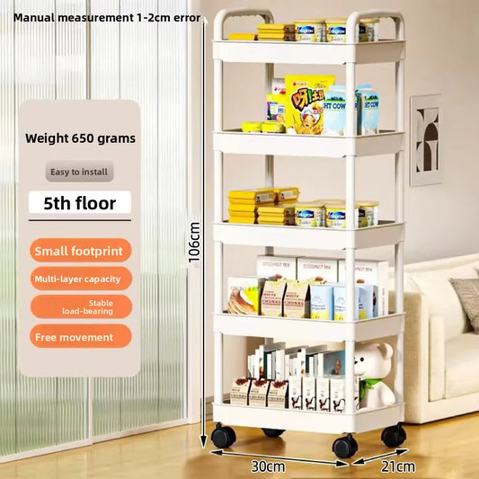 5-layer Kitchen Storage Shelf,mobile Trolley,floor Standing Multi-layer Storage Rack