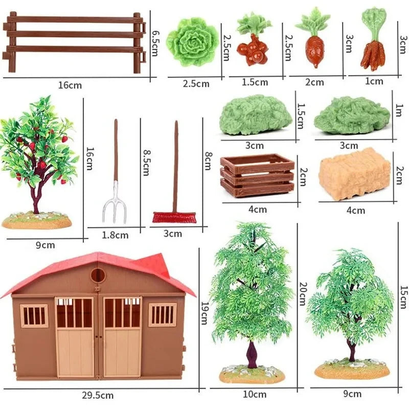 Oenux Simulation Home Decoration Stone Tree Stump Baobab Cacti Farm House Car Fence Accessory Animals Model Education Kids Toys