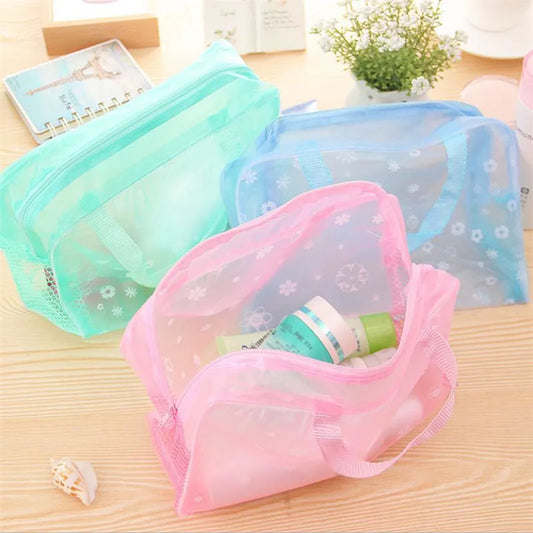 1 Pc PVC Transparent Cosmetic Bag Clear Makeup Bag for Women Girl Waterproof Zipper Beauty Case Travel Toiletry Bags Handbag