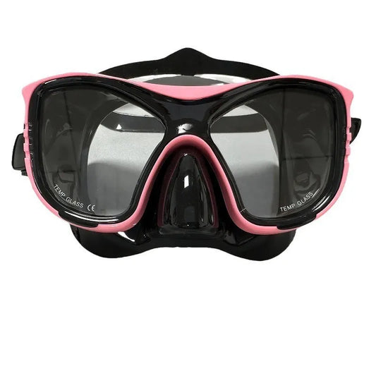 Large-Frame Diving Goggles Set: Silicone, Wide View, Tempered Glass
