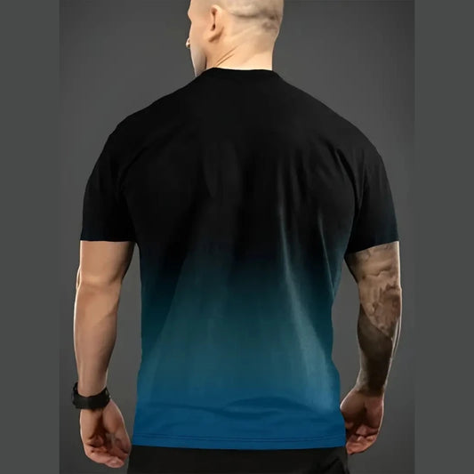 Gradient Men's T-Shirt Lightning Print Short Sleeve T-Shirt For Men Summer Casual Man Oversized Quick Dry Sports Shirts