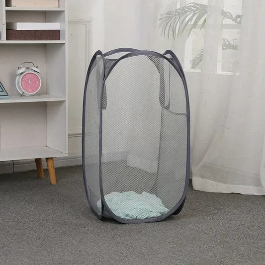 Large Capacity Foldable Dirty Clothes Basket Mesh Bathroom Storage Bucket Portable Organizer for Laundry