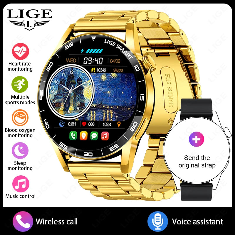 LIGE 2026 Voice Calling Smart Watch Men 1.38" HD IP68 Waterproof Sports Fitness Watches New Man Women Smartwatch For Android iOS