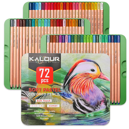 Soft colored pencils 72 Pcs Vibrant Colors Soft Core Soft Pastel Colored Colored in Tin Box,for Beginners & Pro Artists