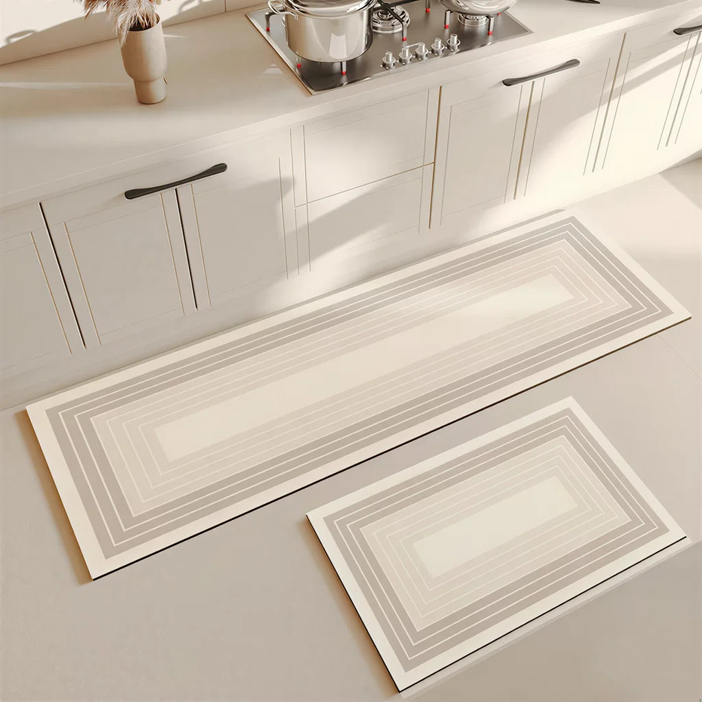 VIKAMA Super Absorbent Kitchen Mat Non-Slip Doormat Easy Kitchen Entry Bathtub Side Bath Mat Home Decor Striped Minimalist Rug