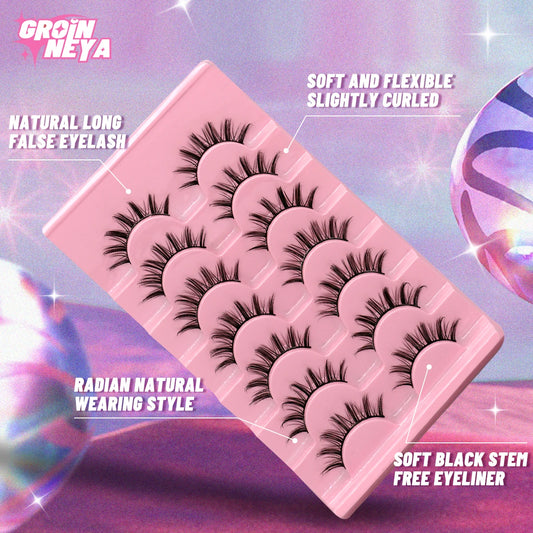 GROINNEYA 5/7 pairs Eyelashes Manga Lashes Natural False Lashes Fluffy Soft Cross Fairy Little Devil Lashes Extension Makeup