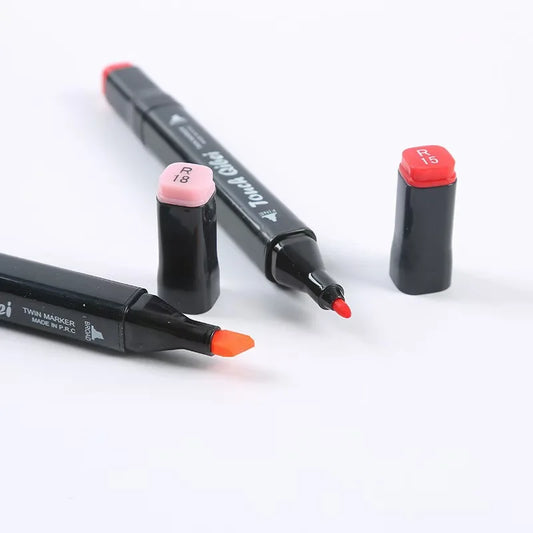 24/48 Colors Alcohol Based Marker Pen Set Dual Tip Double Head Black Barrel Drawing Painting for Kids School Supplies Design