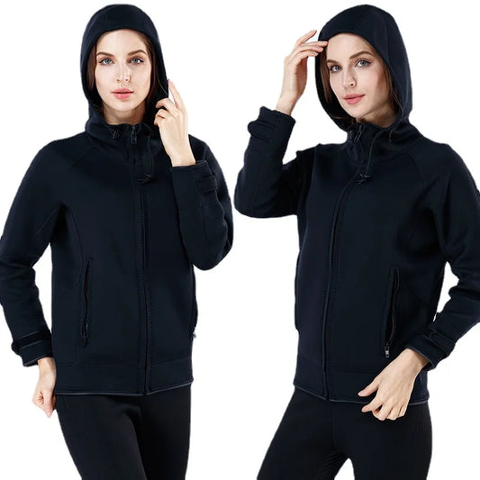 Unisex 2MM Neoprene Long Sleeves Jacket Hooded Cold and Waterproof Warm Top Windbreaker for Men and Women