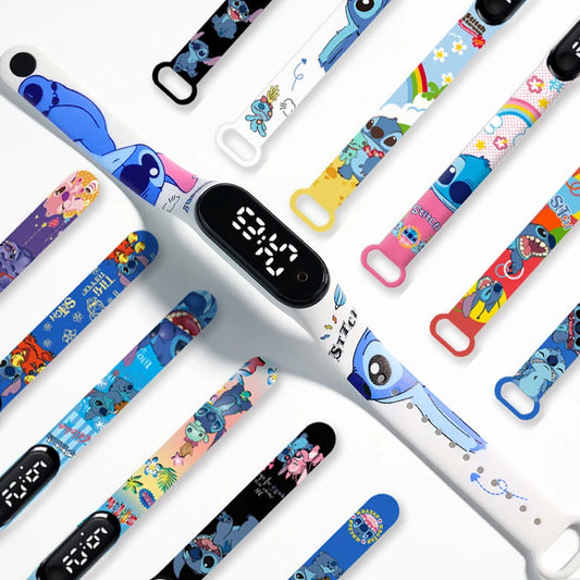 Fashion Stitch Children Watches Girls Waterproof Sport Wristband Women Bracelet Kids LED Watch Touch Digital Clock