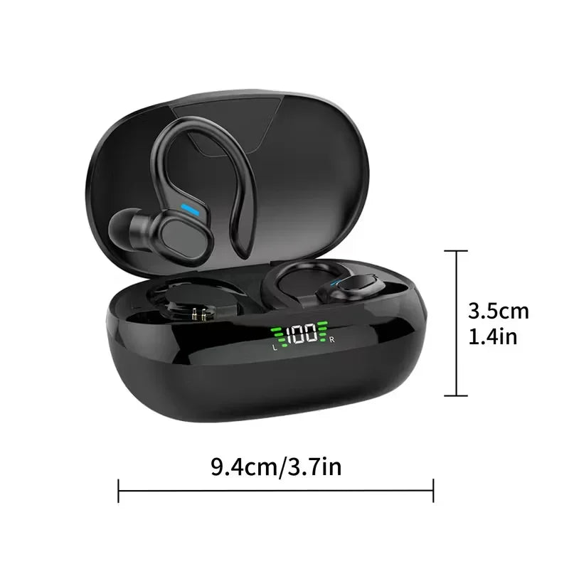 SP16 Earhooks Sports Bluetooth Wireless Headsets with Mic,LED Power Display,ENC,Hifi Stereo Sound Gaming Headset