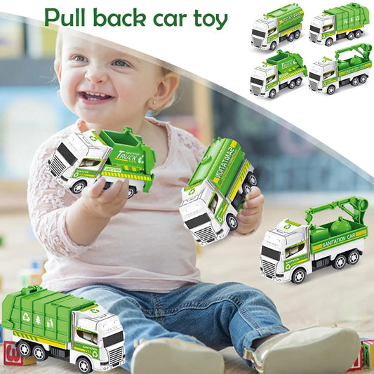 1pc Kids Toys Car Inertia Sanitation Truck Pull Back Plastic Model Engineering Vehicle Fire Engine Boys Toys For Children G L8y6