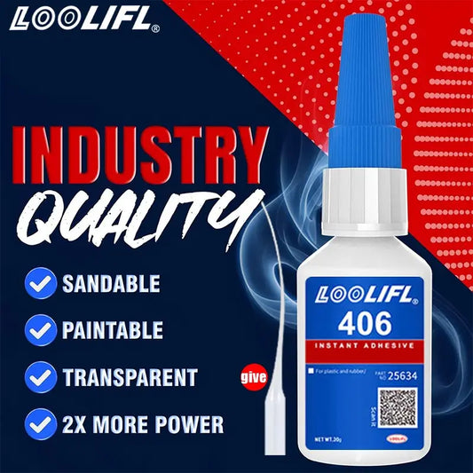 LOOLIFL 406 Instant Glue, Cyanoacrylate, Super Glue, 5 seconds fast drying, for toys crafts shoes paper fast repair,1-3pcs,20ml