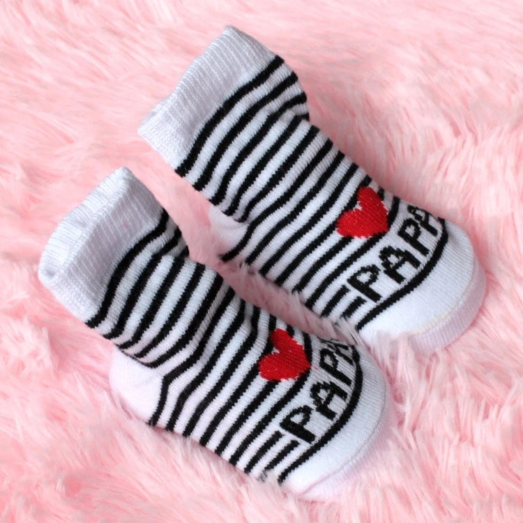 1 Pair Cotton Baby Socks Girl Boys Rubber Anti Slip Floor Cartoon Love MAMA PAPA Kids Toddlers Autumn Spring Newborn Infant Gift