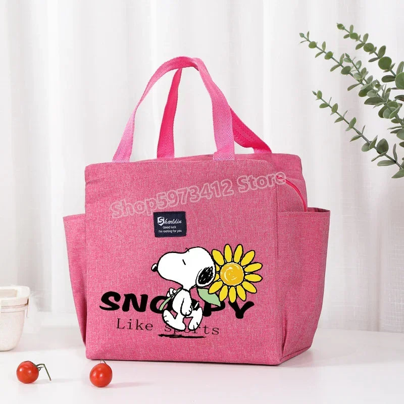 Snoopys Portable Lunch Drink Carrier Insulated Bag Fresh Cooler Pouch Food Thermal Box Tote Picnic Container Bags Cute Kids Gift