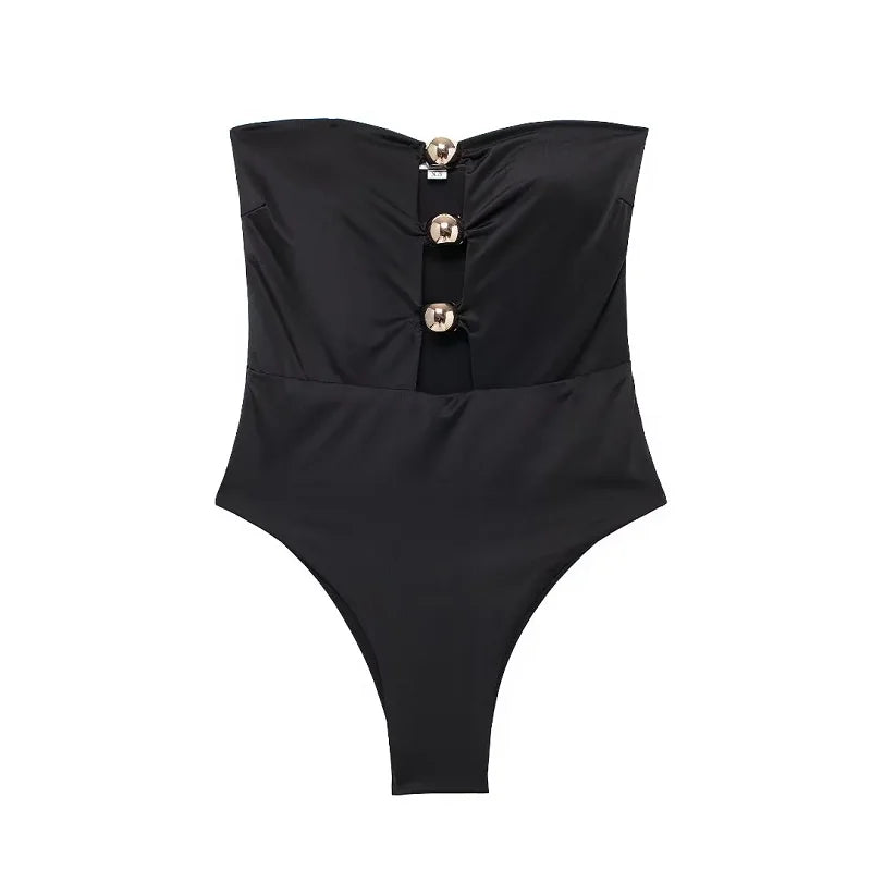 HXAO Bikini Swimwear Women's Strapless Corset Top Swimsuit 2024 Summer Ladies Fashion Sexy Beach White Black Bodysuit Bikini