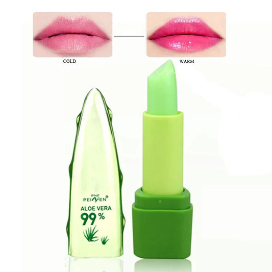 99% ALOE VERA Moistourizing Lips Batom Jelly Lipstick Long Lasting Temperature Change Color Lipstick Makeup