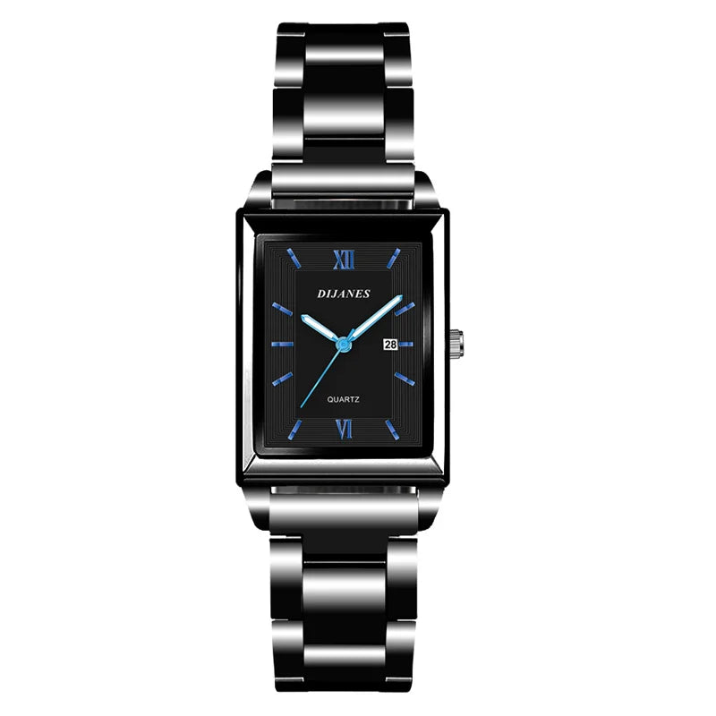 Fashion Mens Business Watches for Men Rectangle Stainless Steel Quartz Wrist Watch Man Casual Leather Watch relogio masculino