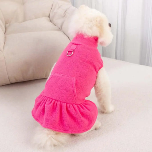 Dog Dress for Small Dogs,Autumn Winter,D-shaped Ring,Fleece Two-legged,Small Medium Dog Puppy Outfit Clothes,Pet Supplies