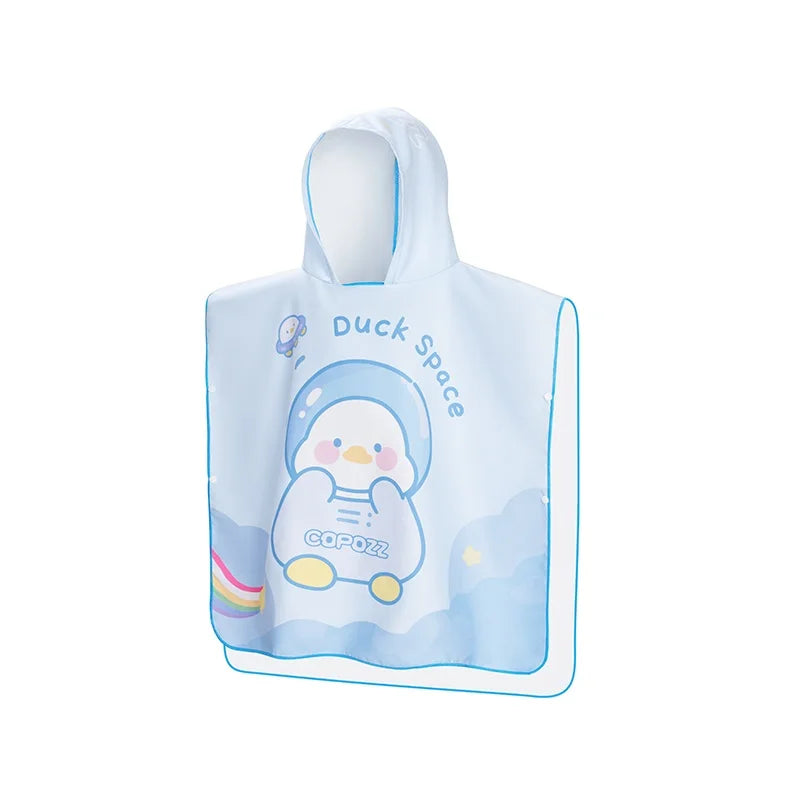 COPOZZ Children Changing Poncho Teen Soft Beach Cloak Hooded Cloak Bath Towel Quick Dry Microfiber Swimming Bathrobe
