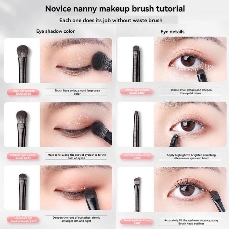WholsealeSoft Bristle Eyeshadow Brushes 10-piece Set Eye Makeup Smudge Undercover Eyeliner Blade Eye Detail Small Makeup Brushes