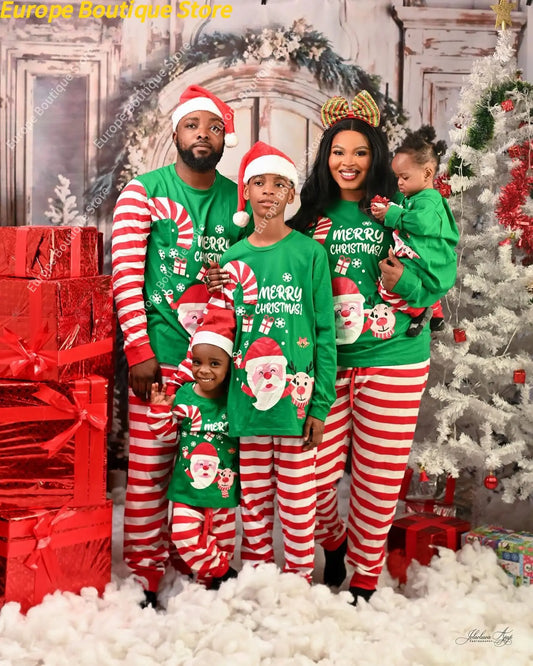 2026 Happy New Year's Clothes Gift Cartoon Family Cute Christmas Pajamas Set Mother Father Kids Matching Outfits Xmas Look Pjs