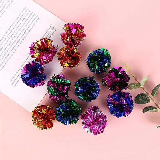1/5/10/20PCS Cat Colorful Crinkle Balls 5.5cm Cat Dog Interactive Toys Cat Sound Tin Ringing Paper Pet Supplies Random Color