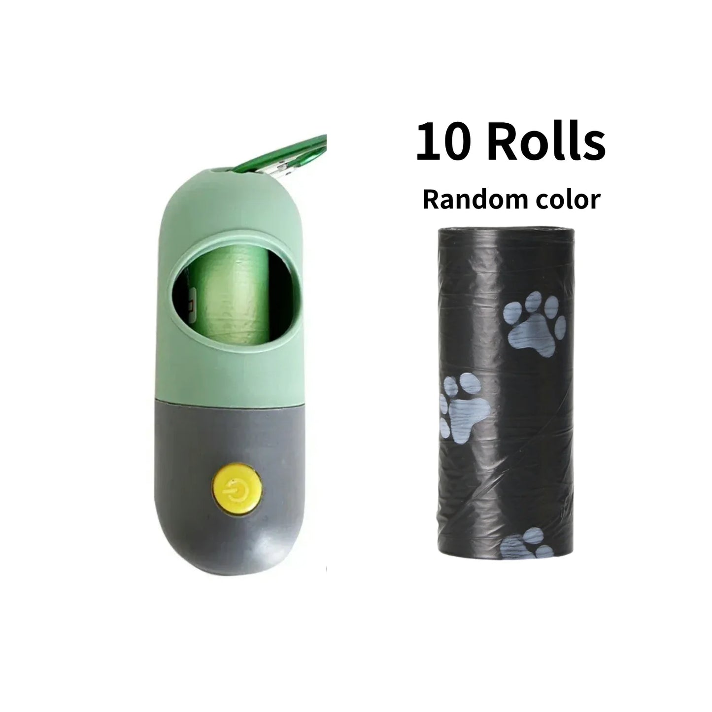 LED Lighted Dog Poop Bags Dispenser Portable with 10 Rolls Waste Bags Degradable for Outdoor Night Dog Walking Cat Cleaning