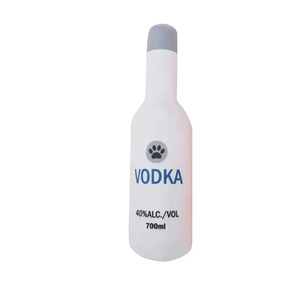 Interactive Dog Toys Champagne Wine Bottle Shape Pet Toy Plush Filled Vodka Toy Squeaky Bite-Resistant Pet Supplies Whisky