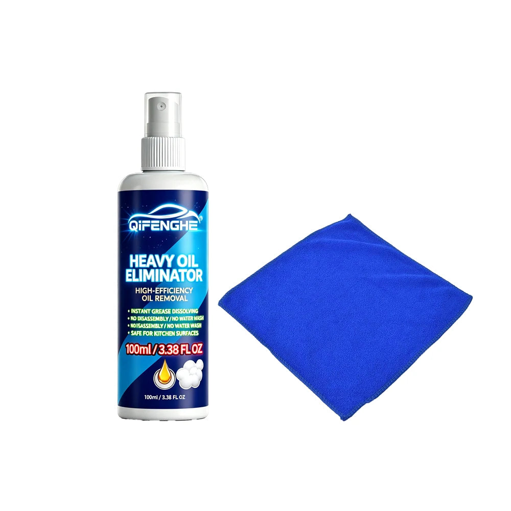 Heavy Oil Eliminator – Spray & Wipe, No Scrubbing. Remove Grease from Car Engine, Wheels, Stove, Oven. 100ml, Safe for All Surfa