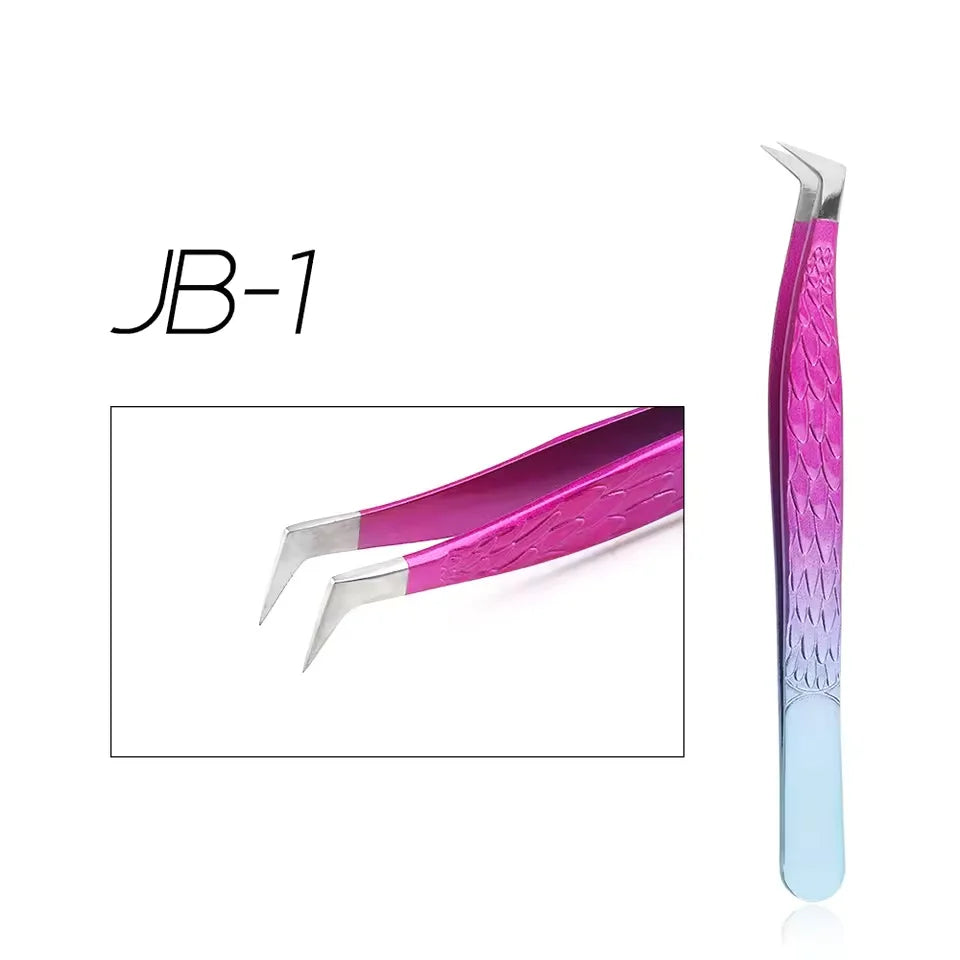 GEMERRY 1 Pcs Pink Gradient Angel Eyelash Tweezers Fiber Tips High Precision Professional Stainless Steel Tool