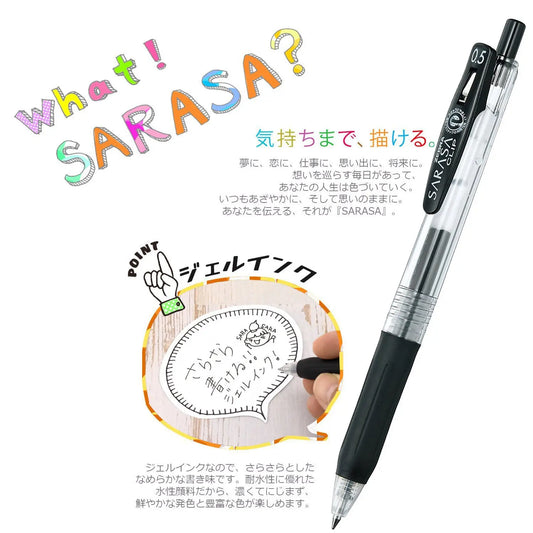 Zebra Sarasa Clip 0.5mm Black Blue Red Retractable Gel Pens Ballpoint for Writing Office Accessory School Supplies Stationery