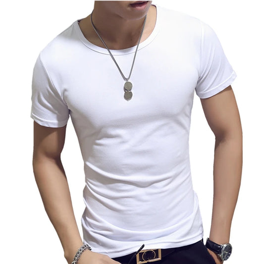 7 Colors Slim Man's T-shirt Short Sleeve Streetwear Gym Clothing Tee Top Plain Running Shirt Camiseta Masculina Tee Shirt Homme