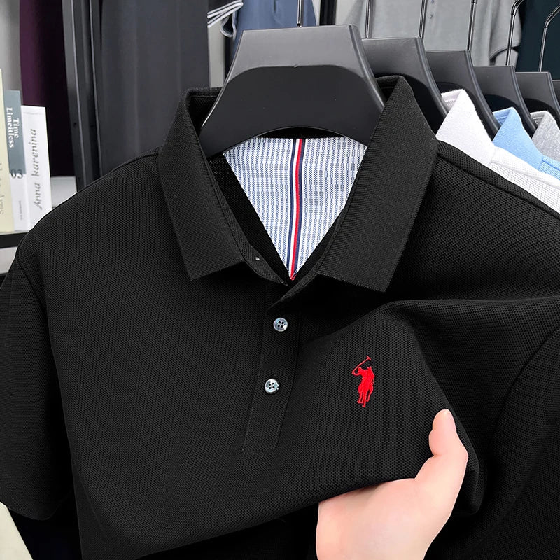 100% pure cotton high-end brand men's short sleeve polo shirt summer fashion original pony embroidery golf Paul casual T-shirt