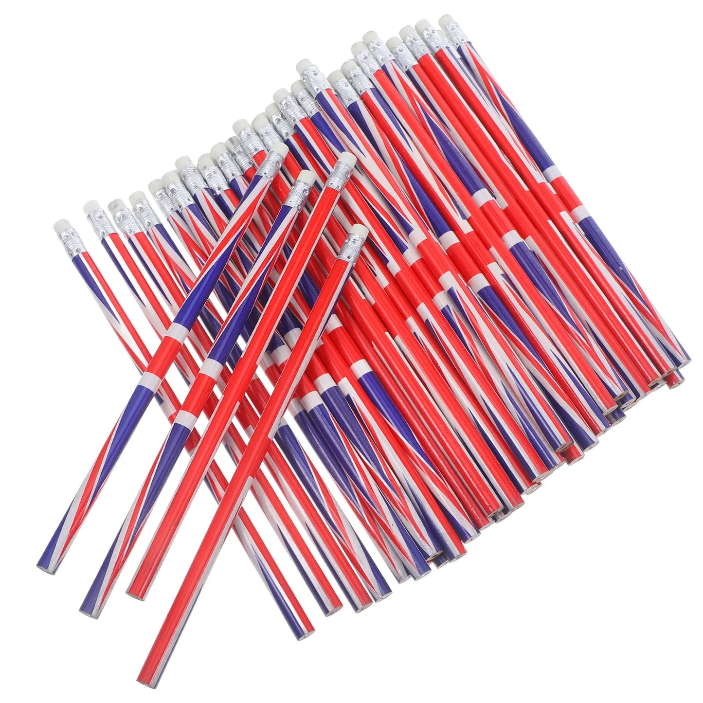 60 Pcs Colored Pattern Pencils England Flag Wooden Sketching Writing Drafting Bulk Solid Color Lead Pencils With Eraser School