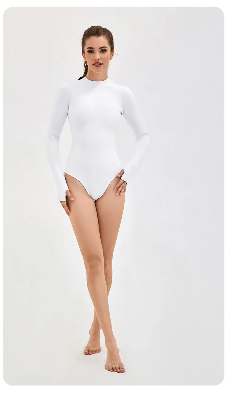 New CR Elastic Women 2.5mm Surfing Bikini Suit Keep Warm Swimwear One-piece Snorkeling Kayaking Scuba Dive White Wetsuit