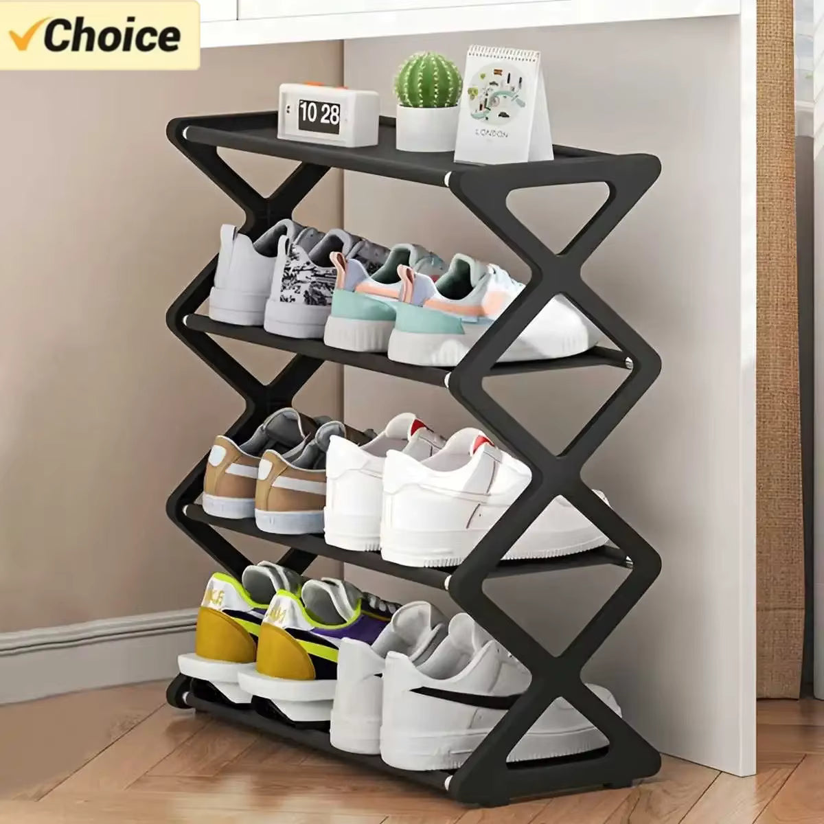 Hot 4-Tier X-Type Shoe Storage Rack