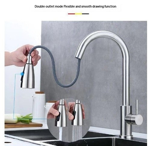 304 Stainless Steel Pull-Down Kitchen Faucet (Home Use)